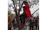 Chinese tourists kick and climb cherry blossom trees to snap photos  - 0