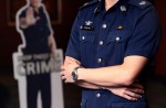 Handsome cop of anti-crime standee in new shop theft prevention video - 0