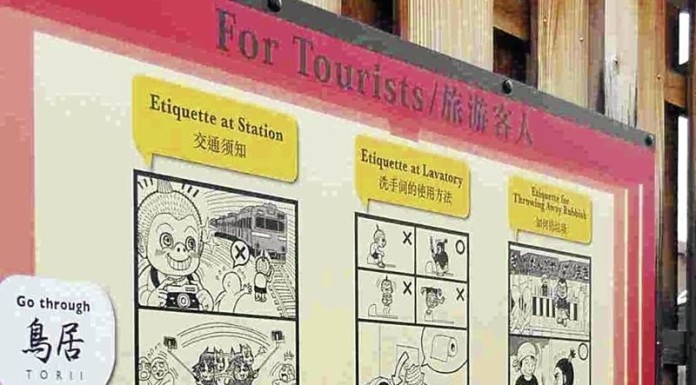 Picture signboards to cultivate manners of foreign tourists