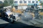 2 construction companies battle each other with bulldozers in China - 6