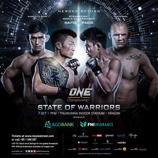 Full Fight Card Announced for ONE: STATE OF WARRIORS in Yangon