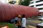 Crane crashes and uproots pedestrian shelter at Bt Batok - 20