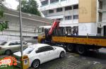 Crane crashes and uproots pedestrian shelter at Bt Batok - 26