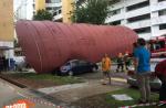 Crane crashes and uproots pedestrian shelter at Bt Batok - 30