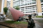 Crane crashes and uproots pedestrian shelter at Bt Batok - 0