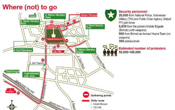 Jakarta braces for rally, gridlock