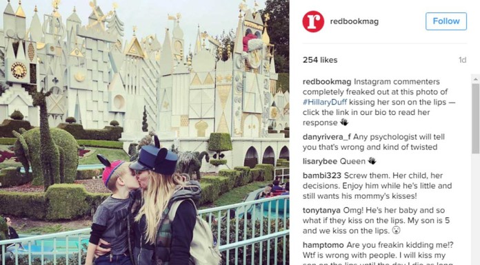 Hilary Duff bashed for kissing 4-year-old son on lips