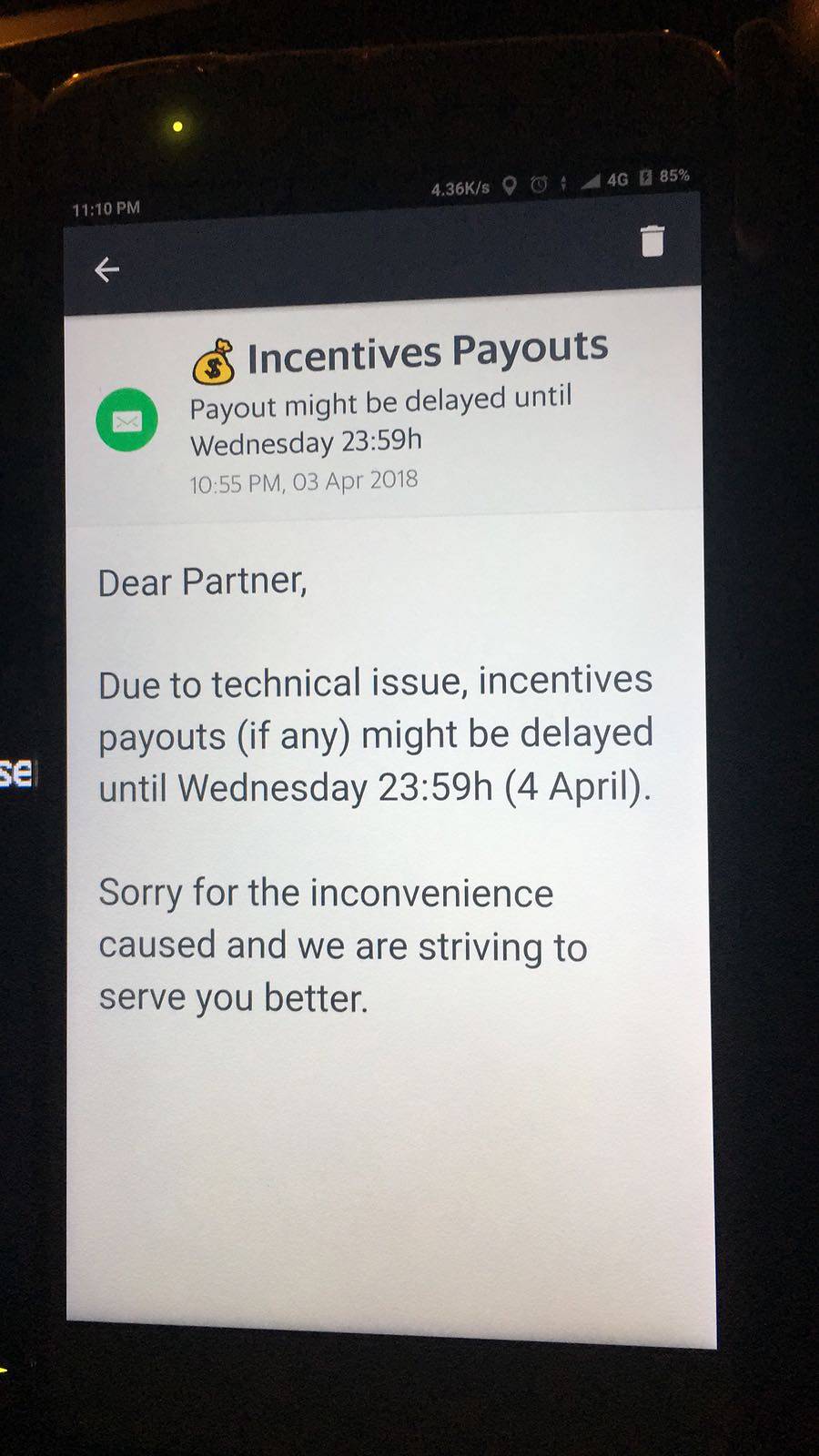 Grab incentive payment