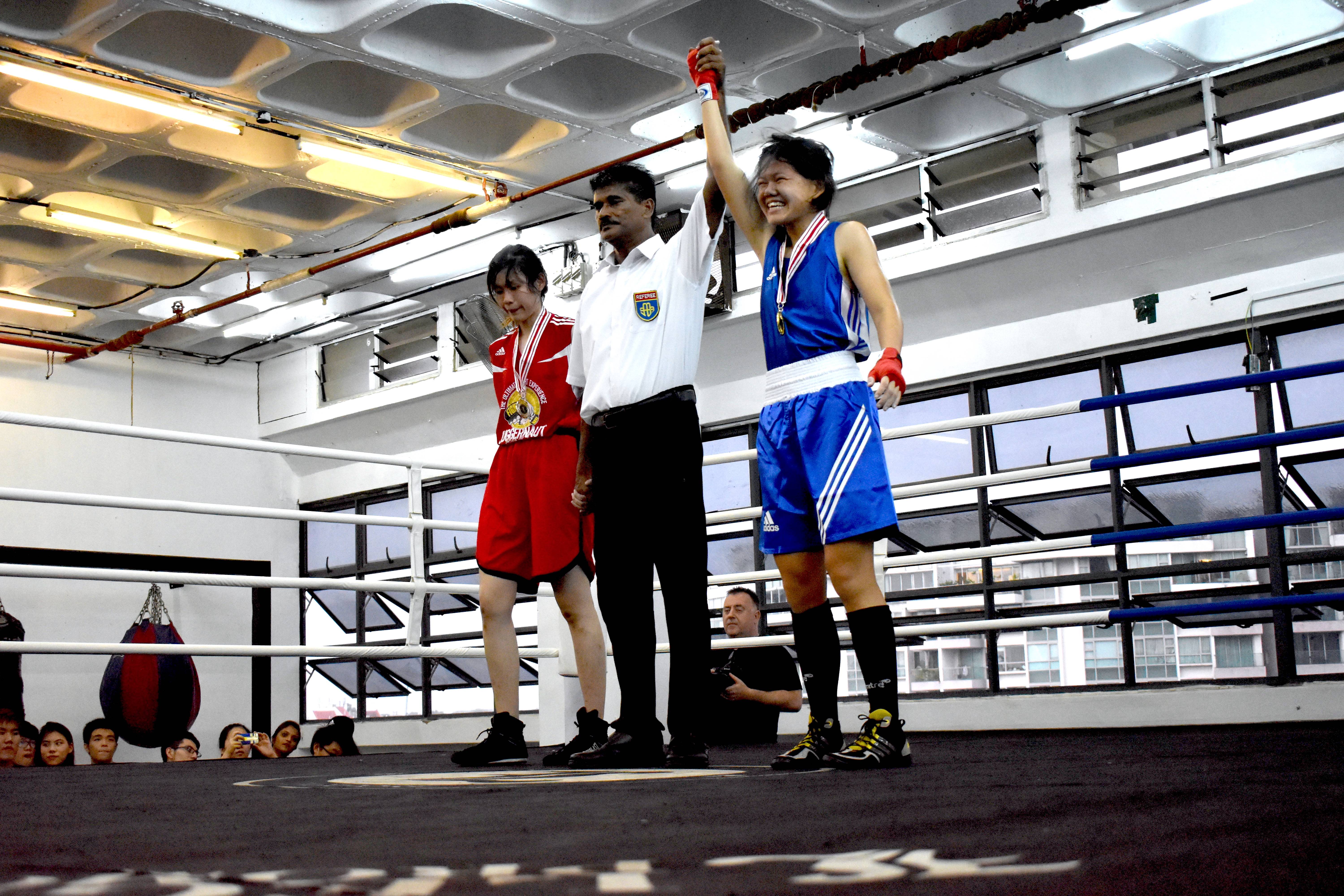 audrey during a boxing match