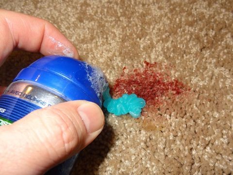 shaving foam acts as a good stain remover for carpets.