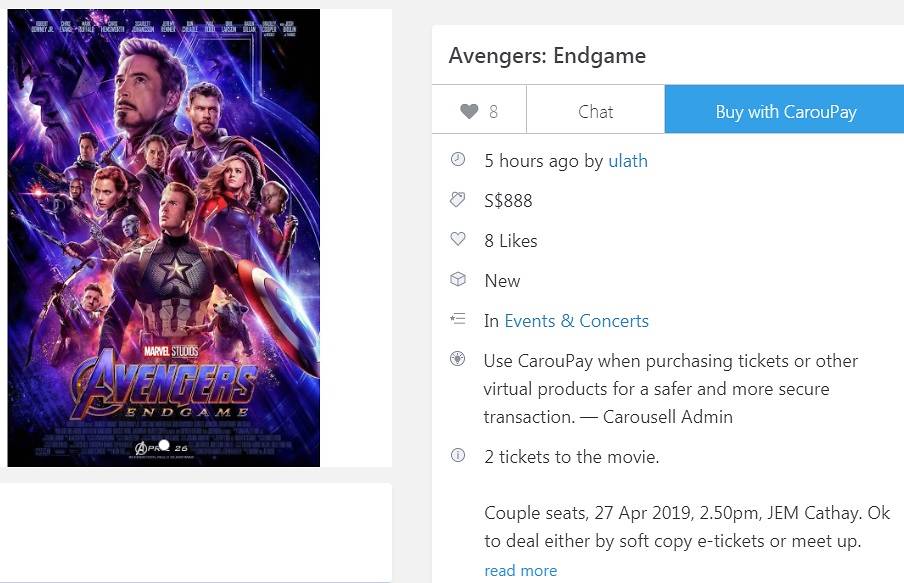 Carousell Avengers: Endgame resell