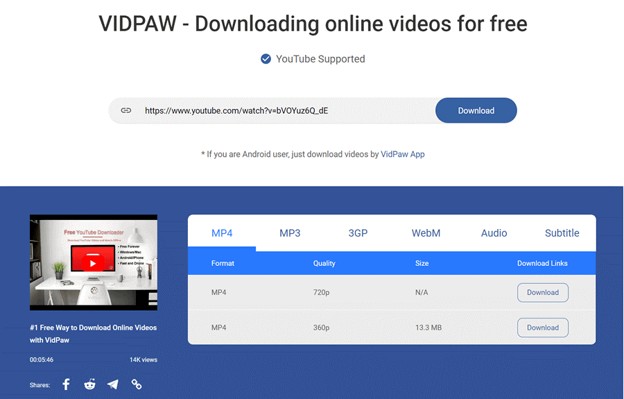 VidPaw Download YouTube