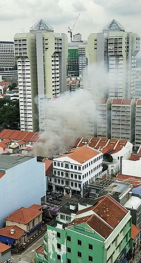Smoke seen rising from above Little India fire