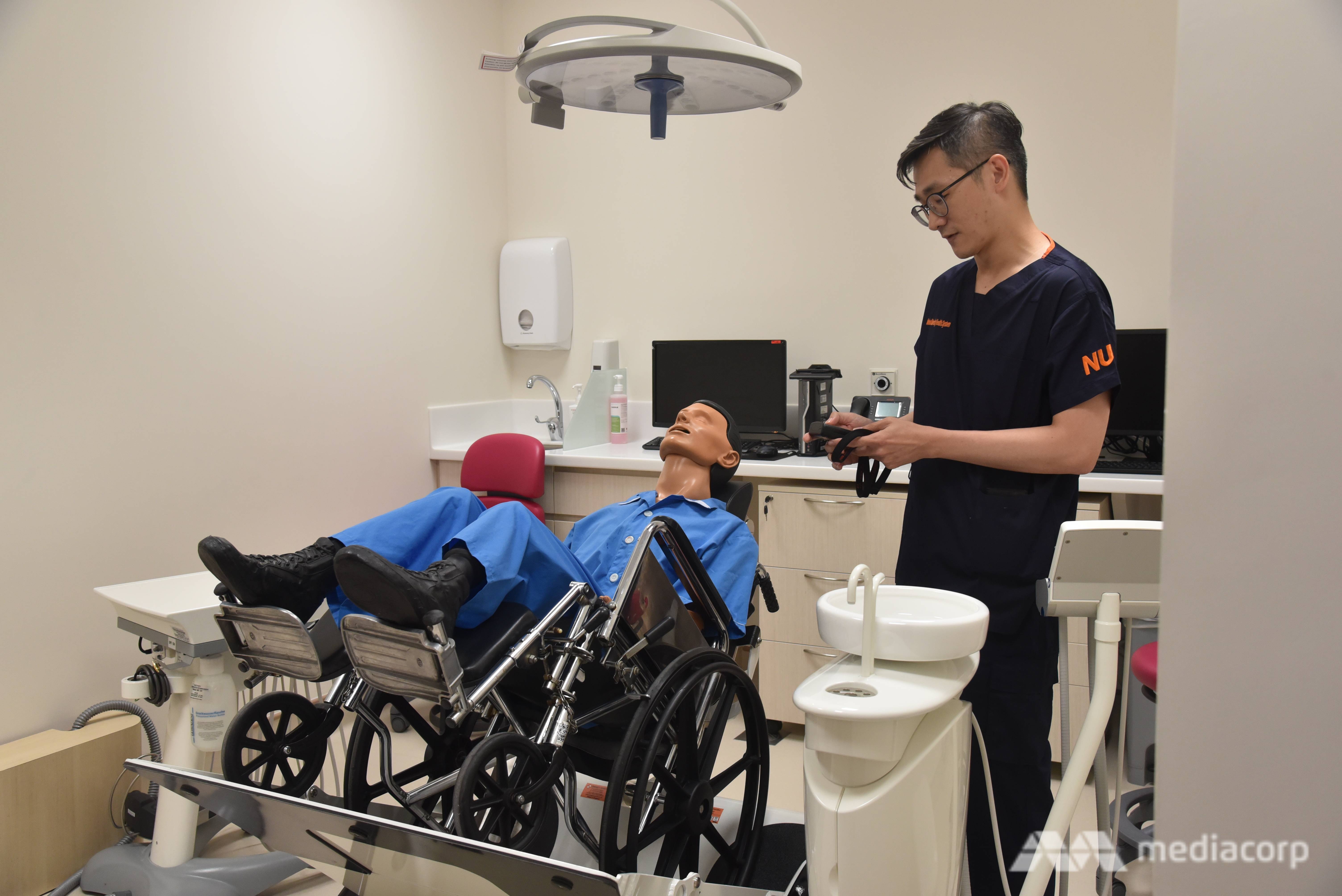 Wheelchair tilters allow dentists to work on patients in wheelchairs