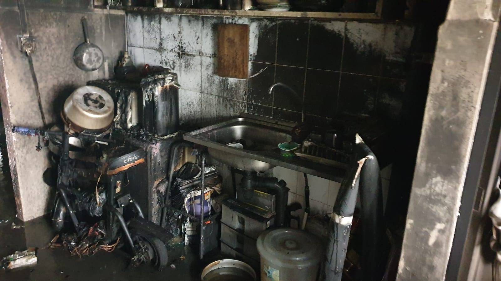 A personal mobility device (PMD) that was placed in the kitchen was the cause of the fire