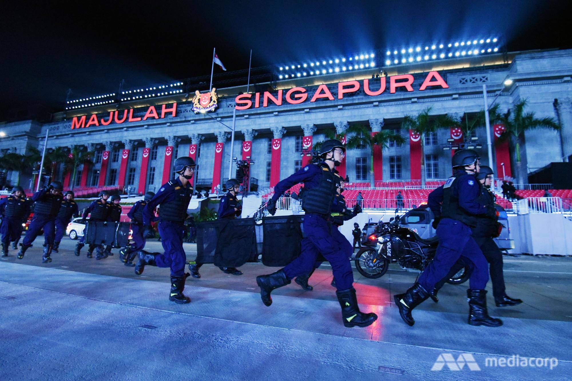 SCDF rescuers at the scene of a "shooting" in a counter-terrorism exercise on Aug 2, 2019