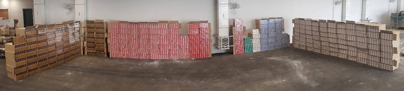 View of the 12,479 cartons of duty-unpaid cigarettes