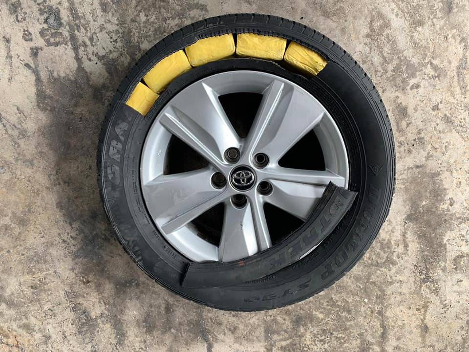 Duty-unpaid cigarettes hidden in tyres