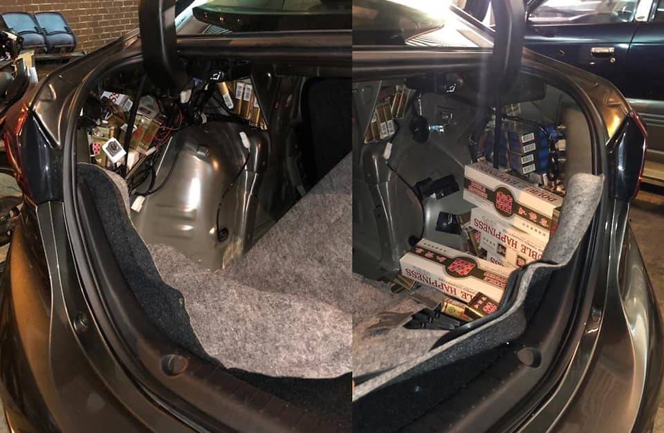 Duty-unpaid cigarettes were found hidden in the left and right panels of a Singapore-registered car