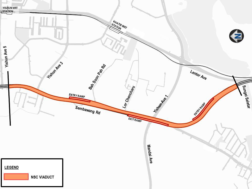 Location Map of NSC Viaduct between Sungei Seletar and Yishun Avenue 5