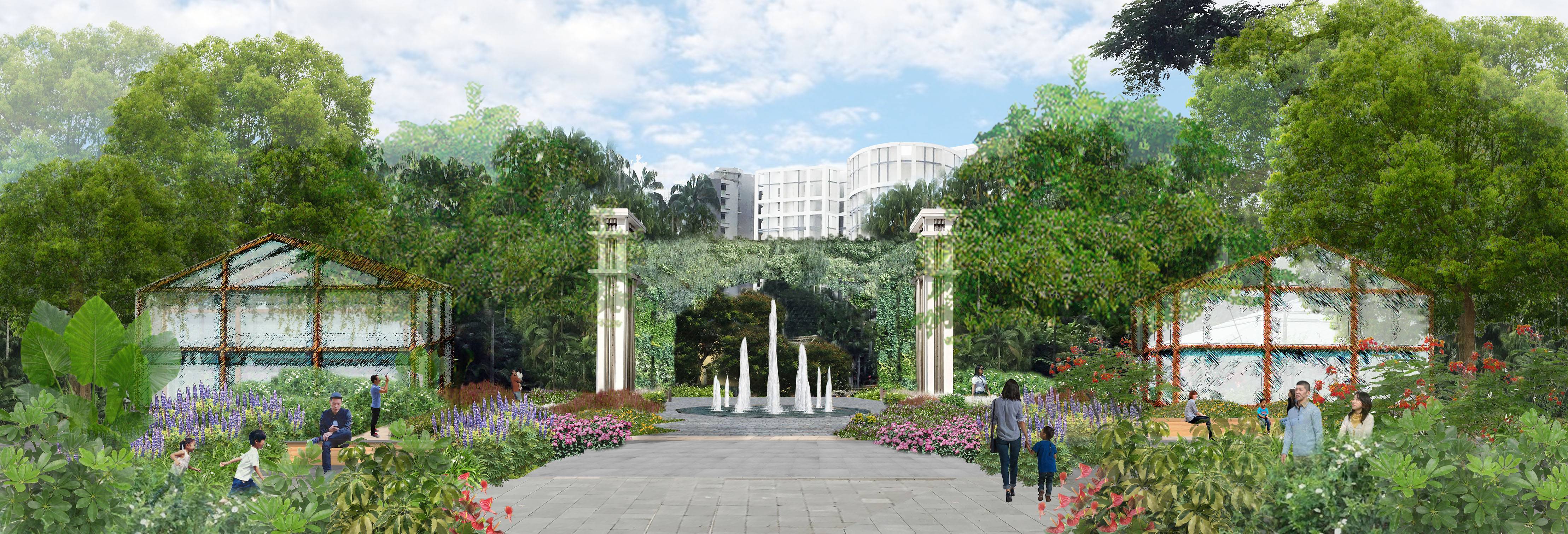 Artist's impression of the redesigned Istana Park