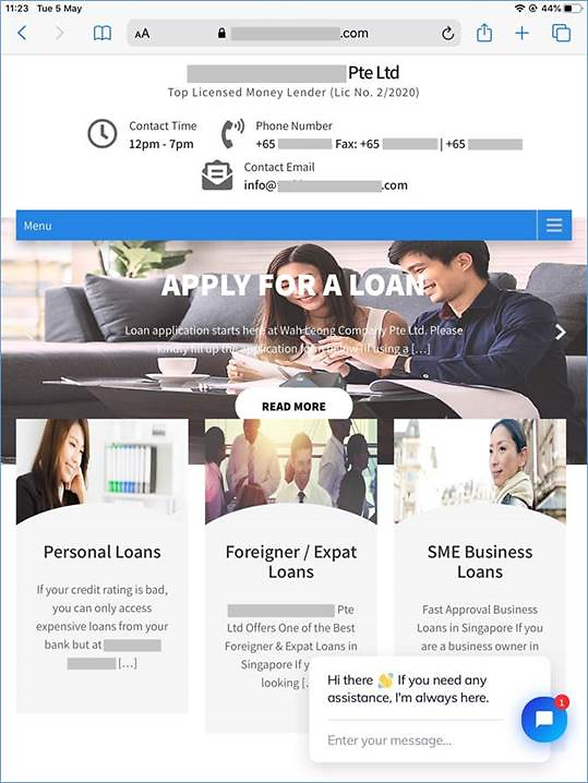 Fake moneylender website